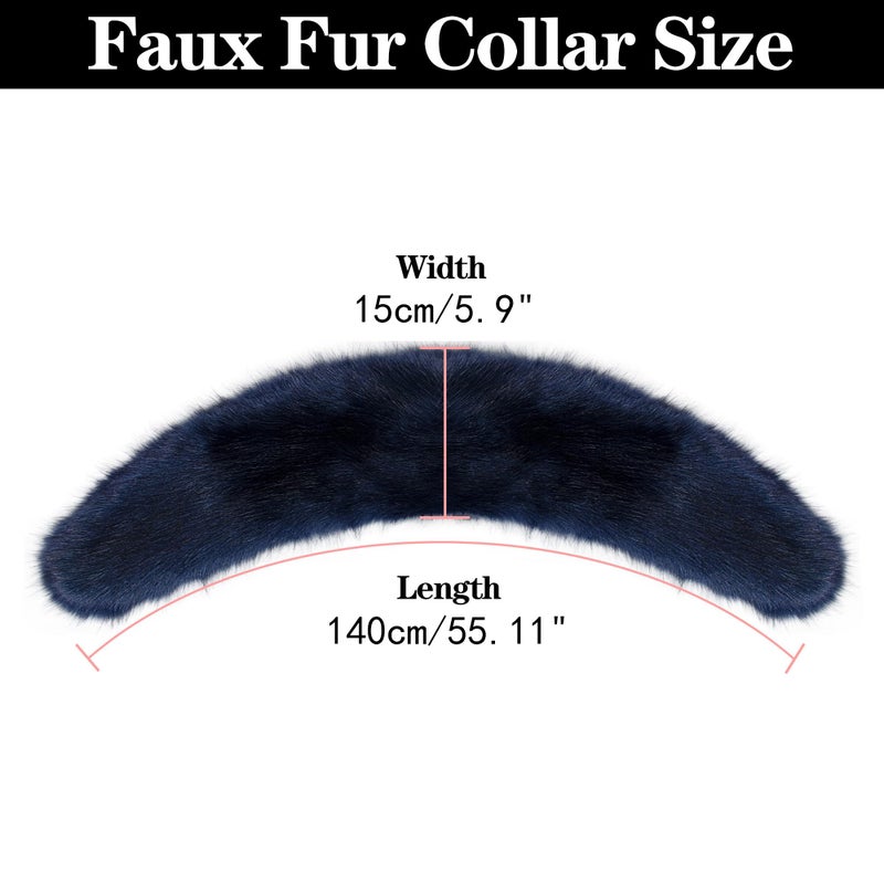 Dikoaina Extra Large Women's Faux Fur Collar for Winter Coat (Navy Blue, 100cm) - Image 3